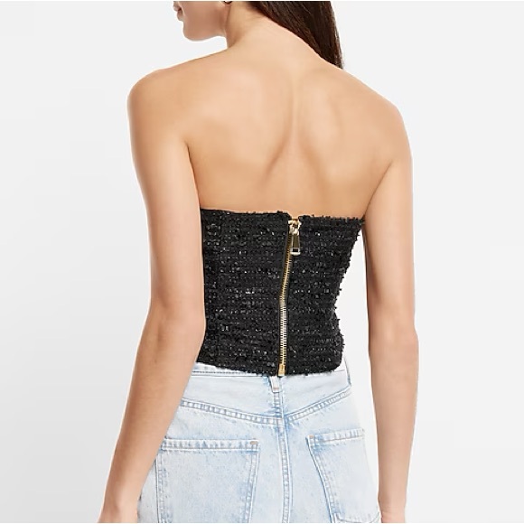 Tweed Sweetheart Neckline Corset Tube Top - Picture 2 of 5